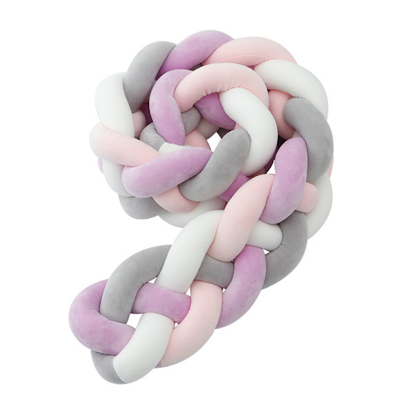 Punottu pinnasängyn puskuri Violetti (2 m, Violetti)