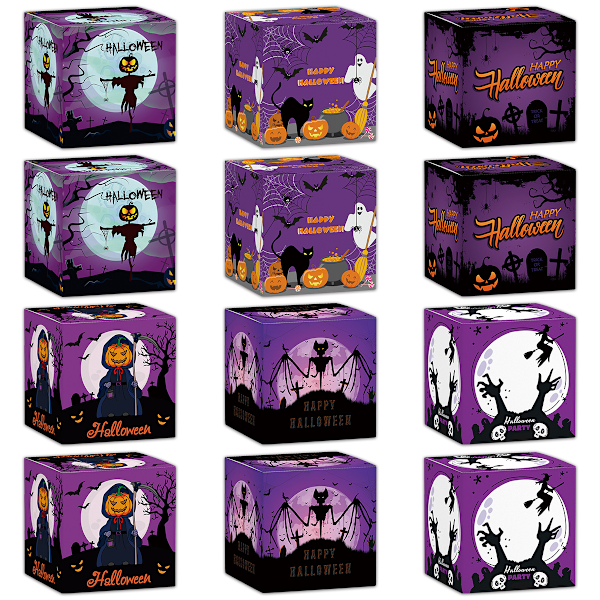 12 st Halloween Dekorationstillbehör Godis Snacks Förpackning 3D Papperslåda