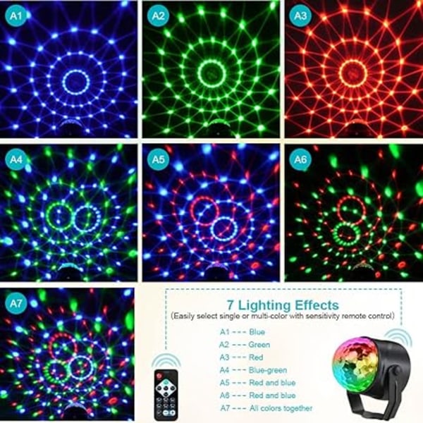 URAQT Discolampa - 2 st RGB Discokula 360° Rotation - Fjärrkontroll & Röststyrd - För Fest & Bröllop [Energiklass A]