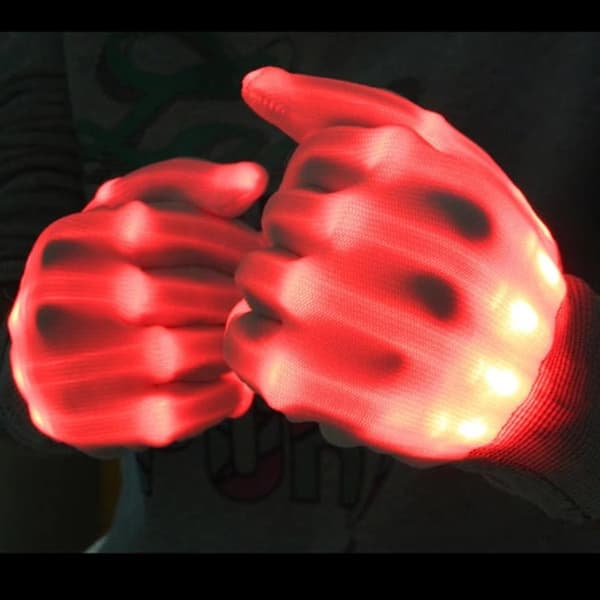 Skelet håndknogle LED lysende handsker Halloween Jul Thanksgiving regnbue flash lysende legetøj red 20cm