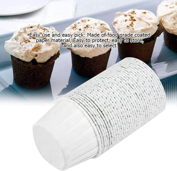100 stk. Cupcake Forme Runde Bageforme til Muffins Kager Fest Bryllup Fødselsdagsdekoration Hvid