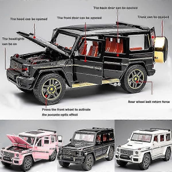 1/24 Benz G63 Amg Modelbil, Zinklegering Trækstang med Legetøjsbil