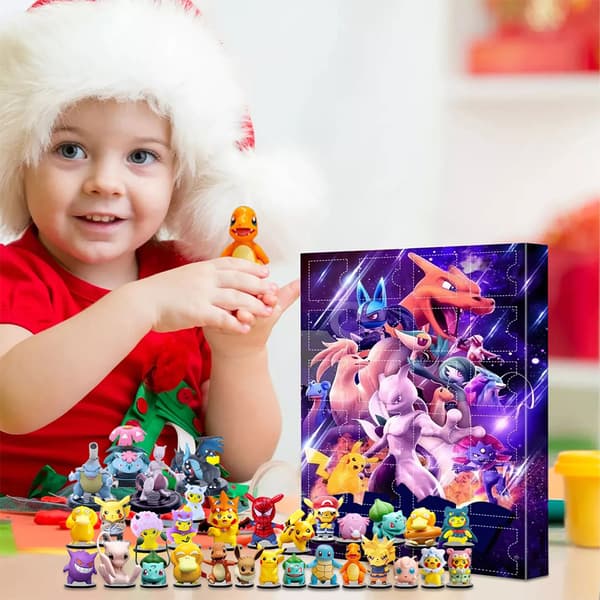 Pikachu Adventskalender 2025, 24 figurer i blindboks, 24 dagers nedtelling til jul, samleobjekter, leker, gaver til barn og voksne
