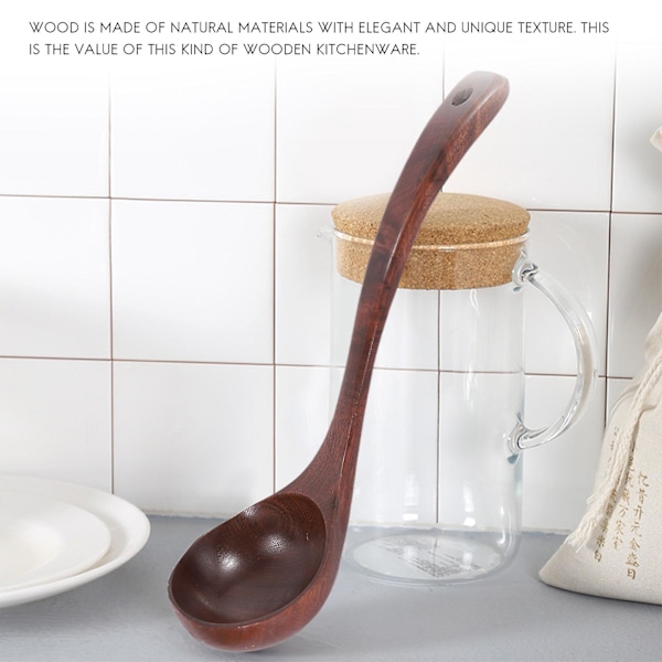 7-delad Köksredskapssats i Trä, Träsked, Svart Valnöt Träskedar, Stekspade, Visp [dB} Black walnut color