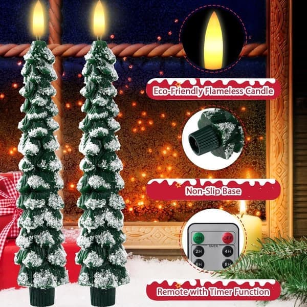 4-pack Christmas LED Lights with Remote Control - Christmas Tree Lights with Adjustable Brightness and Timer, Battery-Operated Lights for Christmas Table and Home Decor