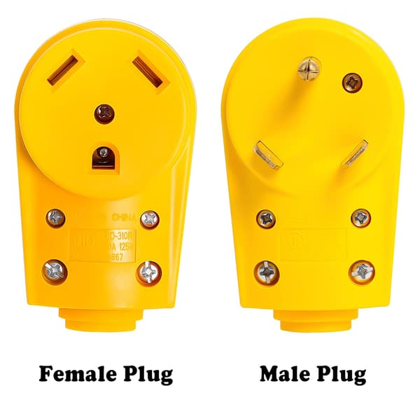 Sett med 125V 30A Bobilsokler Gul Plugghåndtak