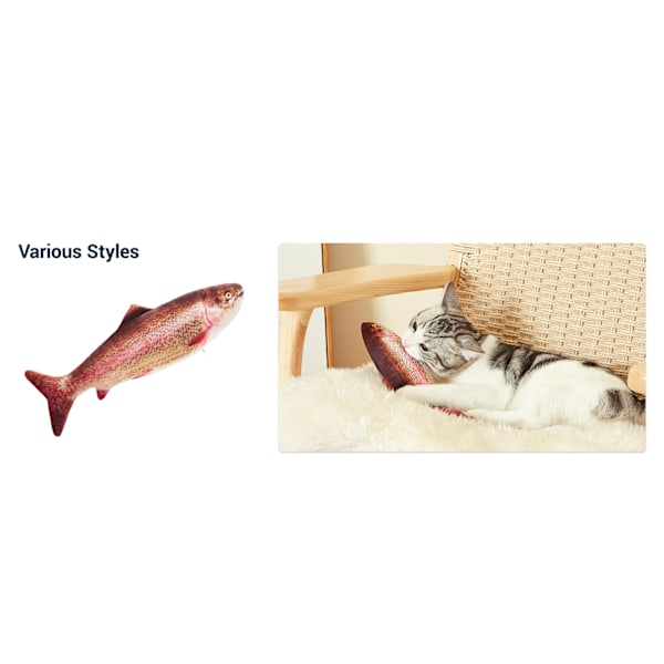 Fiskleksak för katter med kattmynta, interaktiv rörelseleksak för kattungar och hundar