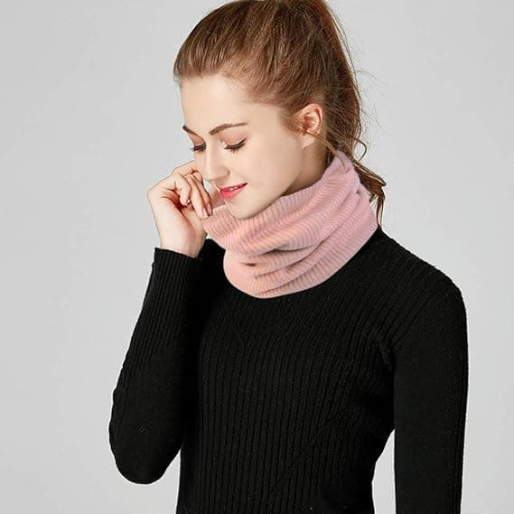 Varmt vinter skjerfsett med 2 vindtette unisex grå rosa 25x24cm for menn kvinner