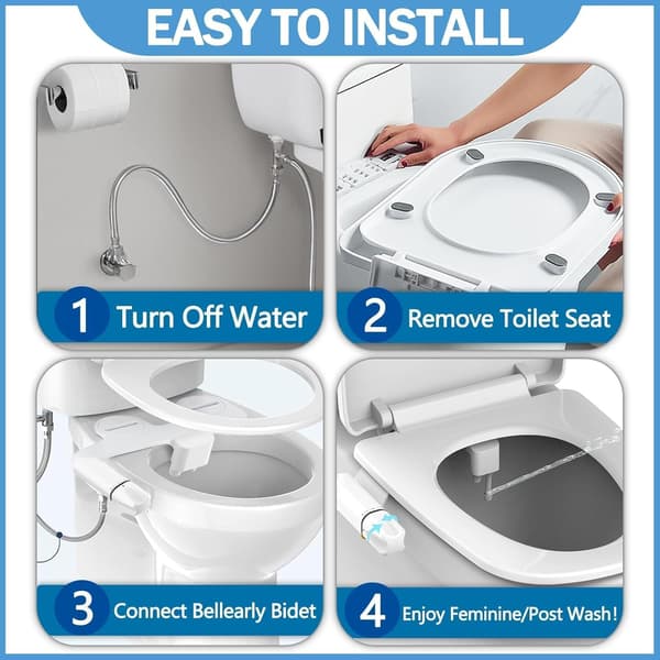 Bidet Toiletsæde Tilbehør Med 2 Dyser Justerbart Vandtryk Selvrensende Sprøjte Nem Installation Inkluderer Opsætningsvideo