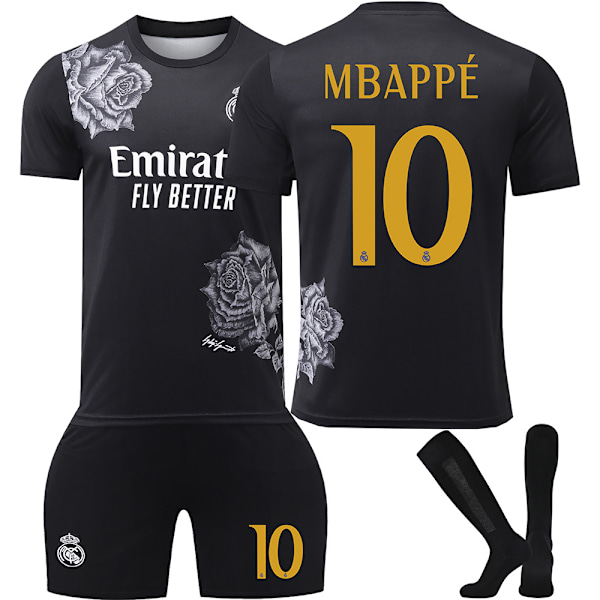 24-25 Real Madrid Y3 fotbollströja set nr 7 C Ronaldo Vinicius 5 Bellingham 10 Mbappe tröja Mbappe No. 10 sock(22 yards,Mbappe No. 10 socks)