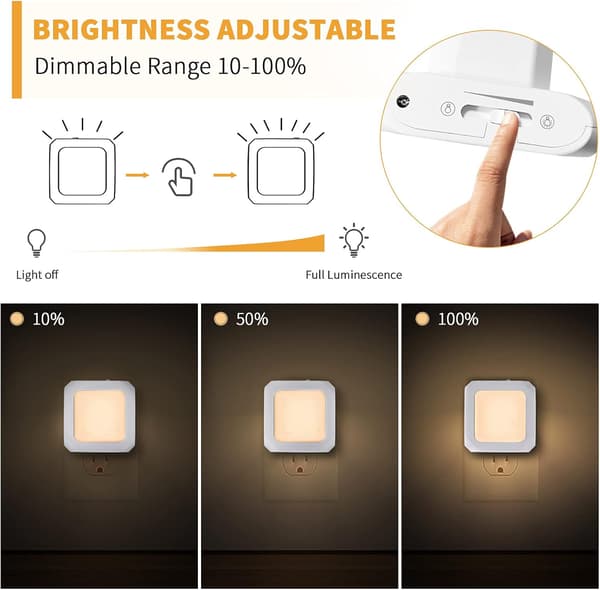 LED Nattlampa Plug In 2-pack med skymningssensor Justerbar Ljusstyrka Varmvitt Ljus för Barnrum
