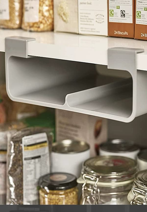 Under Shelf Wrap Organizer, Pladsbesparende Folie- og Pose Dispenser Opbevaring, Grå