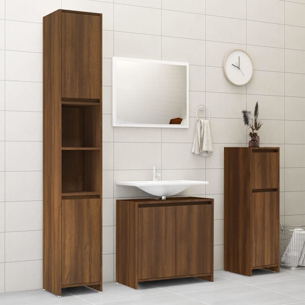 vidaXL Badrumsskåp Brun Ek 30x30x95 cm Trä Brown 15020