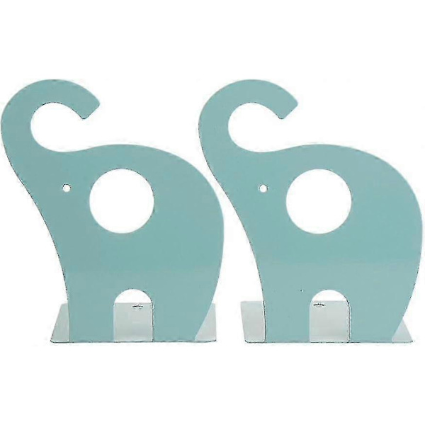 Par søde elefant bogstøtter, metal kunst bogstøtter (Ocean Blue)