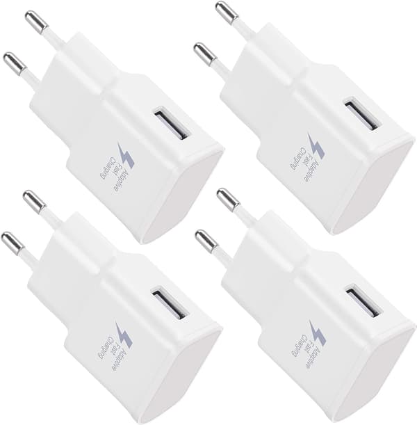 4-pak 5V-2A USB-strømforsyningsadapter Universal hurtigoplader til iPhone 12/11/X 8/7/6, Samsung Galaxy S22 S21 S20 S10 S5 S6 S7 S8 S9/Edge/Plus