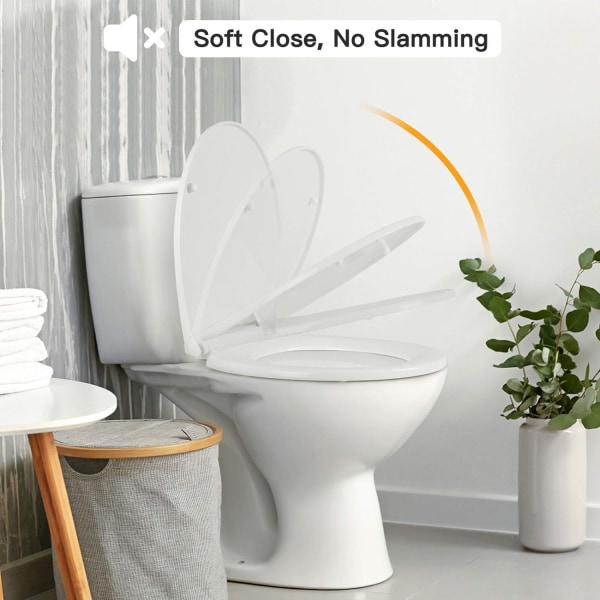 Soft Close Toalettsete, Toalettsete med Quick Release for Enkel Top Fixing O Form