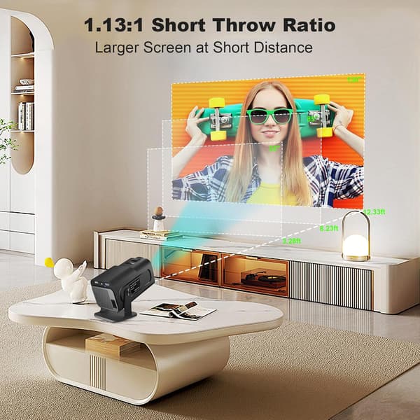 Miniprojektor Bärbar HY320 Projektor Stöder 4K 1080P Dual Band WIFI6 5G Trådlös 5.0 Bluetooth Android 11 180° Vridbar Auto Keystone