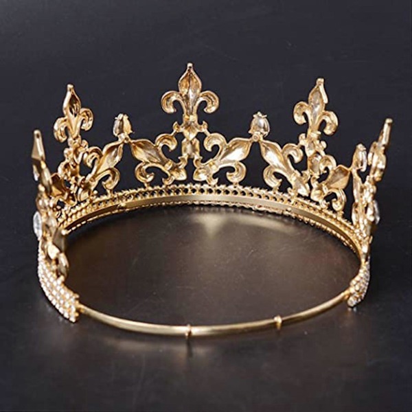 Gylden Kongekrone til Mænd Justerbar Imperial Medieval Fødselsdagskrone Prom Konger