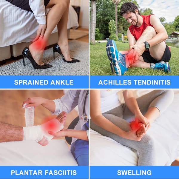 Ankelstøttebind 2-pak til forstuvninger, plantar fasciitis, hælsmerte lindring, sort, størrelse L