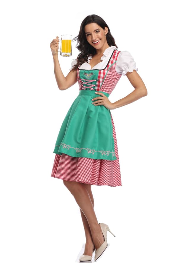 Dirndl-kjole i etnisk stil - Ølfestival-kostume og lingerisæt til kvinder 0302 Black S=34