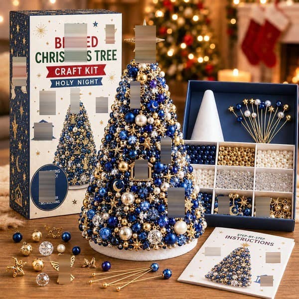 DIY Perle Juletræ Håndværkssæt Beaded Christmas Tree Series - 1 DIY Material Kit (with Color Box)