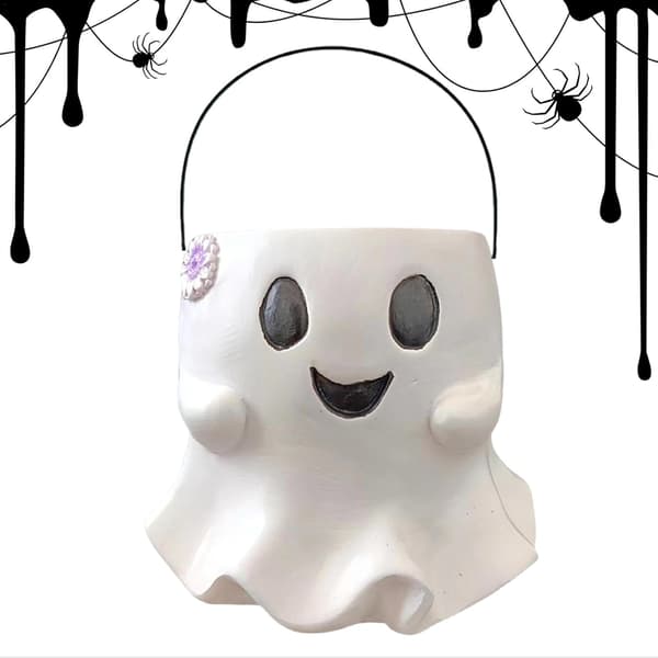 1 stk. Spøkelsesbøtte - Godteribøtte | Gotisk bøtte | Harpiksstatue Halloween Spøkelsesgodteribøtte | Halloween-bøtte