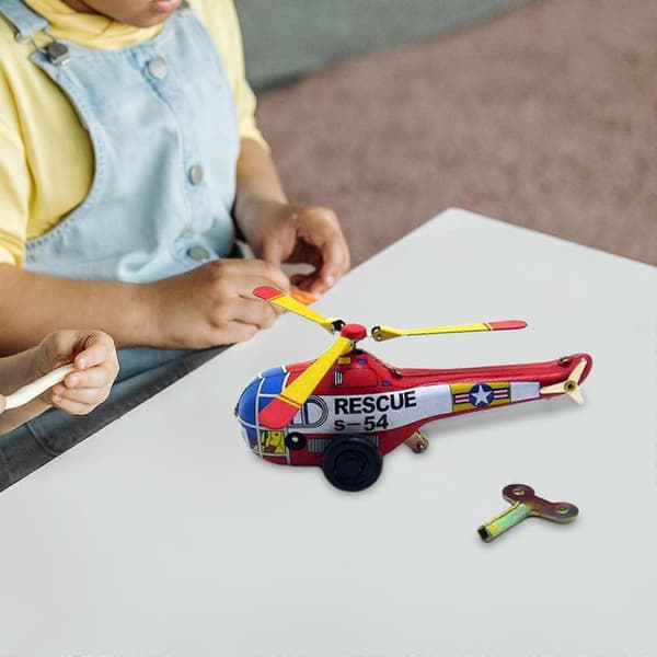 2x Blikk Helikopter Opptrekkbar Retro Blikkfigur Leke for Dekorasjon Barn