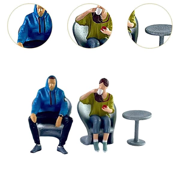 1/64 Skala Miniatur Figur DIY Projekt Skrivebords Ornament Eftermiddagste Scene