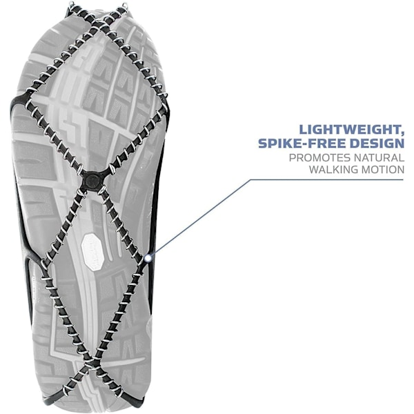 Kävelyjää- ja lumipitimet kävelykenkiin, joustava kumiremmi ja 1,2 mm teräsjouset, tarjoavat pitoa jäällä ja lumessa, L L