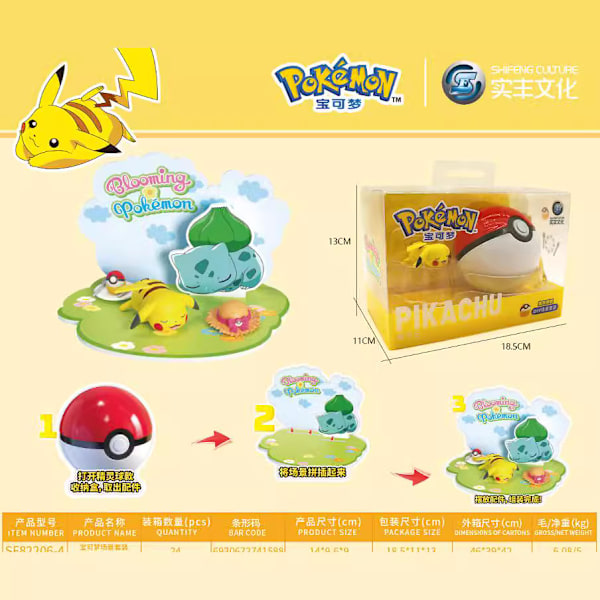 Ægte Boldscene Dekoration Trend Blind Box Pikachu Model Dukke Håndlavet Legetøj Fatso（PVC box）