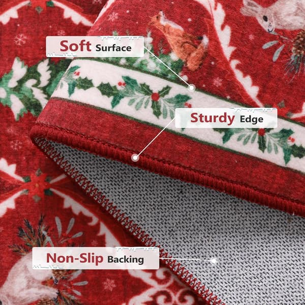 High-Quality Imitation Cashmere Non-Slip Christmas Runner for Hallway, Kitchen Runner, Washable Runner, Red Bathroom Runner - 80 x 160 cm