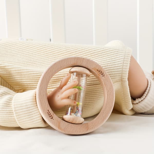 Træ regnlydsranglelegetøj - Baby sanse-ryster Toy