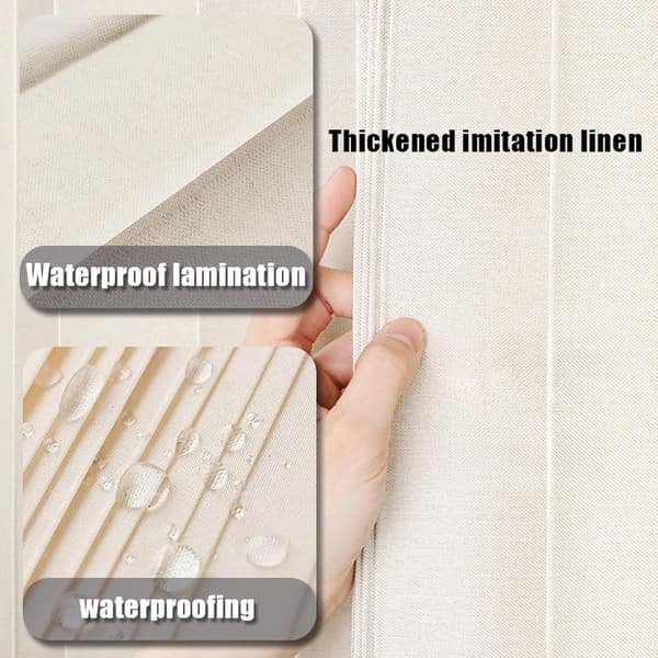 Vanntett sammenleggbart dusjforheng, solid dusjforheng i lin, magnetstripe, sprutsikkert, rask lukking, beige, 120 x 190 cm