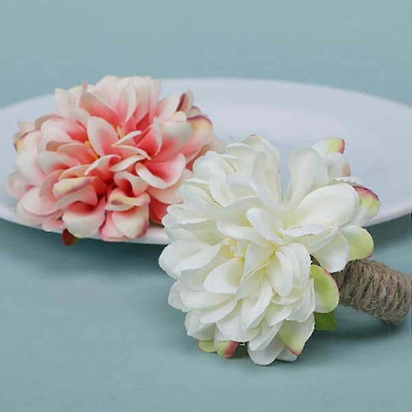 6 stk. Chrysanthemum Servietring til Valentinsdag Bryllup, hvid