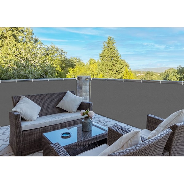SHADE Balkonbeskyttelse Privatlivsskærm 90x300cm Grå Privatlivsskærm 100% Polyester (160g/㎡) UV-beskyttelse Uigennemsigtig