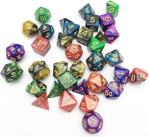 SmartDealsPro Dobbeltfarvede polyedriske terninger sæt med poser til D&D DND RPG MTG dungeon og drager bordplade rollespil