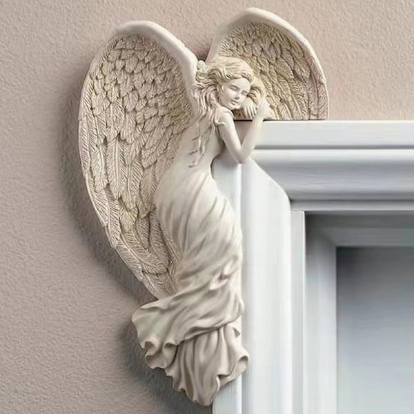 Dørkarm Engel Dekorations Statuer Ornamenter Vinger Engel Resin Håndværk Left