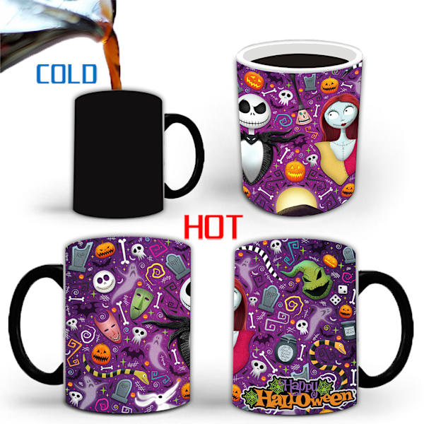 Halloween Farveskiftende Kopsæt Keramisk Kaffe Kop Termisk Tekop Nyhed Gave