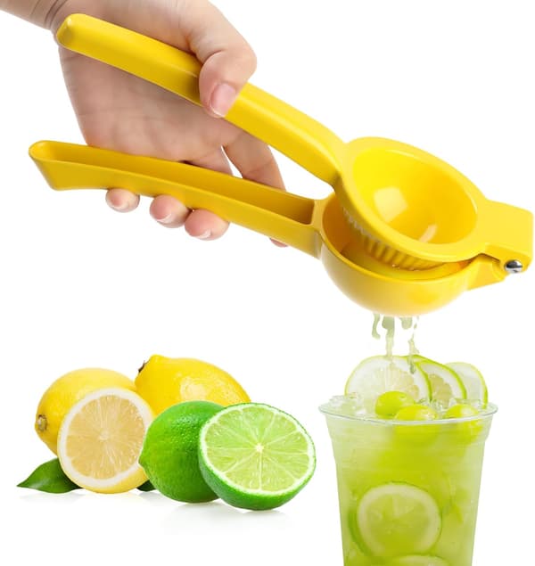 Manuel citruspresser med zinklegeringskonstruktion, 7 cm diameter, gul håndholdt citronpresser