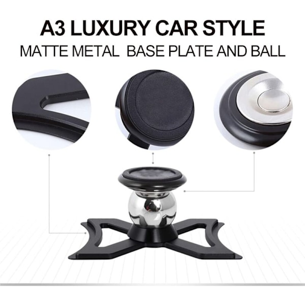 Magnetisk telefonholder til Audi A3 8V S3 8P, bil luftventilholder, egnet til smartphone og GPS, med bil, 360° justerbar visning, sort