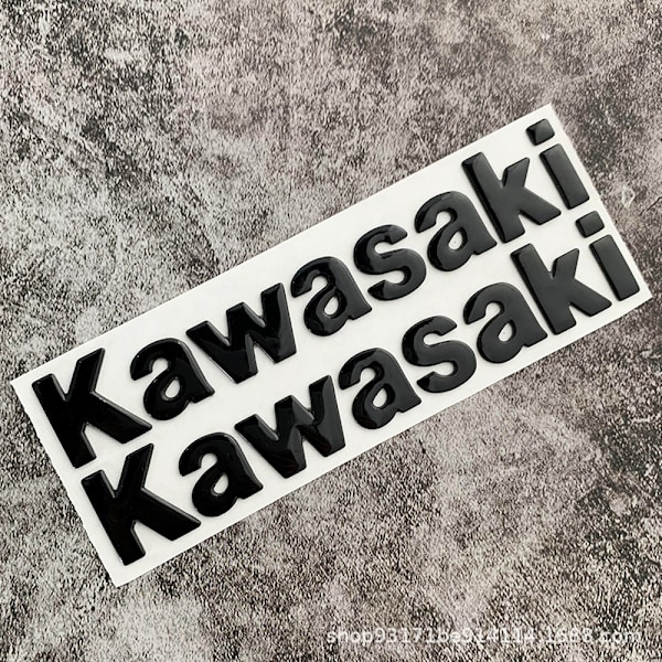 Passar Kawasaki Qimo pedalmotorcykel 3D tredimensionell mjukt lim bokstavsdekal bränsletank kaross personlig engelsk dekal Silver soft rubber medium pair 18 cm