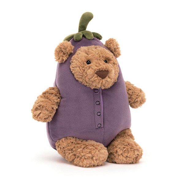 Jellycat Bartholomew Teddybjørn Plysdyr, 28 cm Blød Kramme Klassisk Gave til Børn Aubergine Bjørn