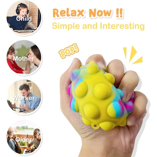 Pop Fidget Legetøj 4 STK 3D Stressbolde It Pop Fidgets Pakke Fest til Børn Legetøj Bulk Klemme Legetøj Drenge Voksen Stress Relief Påske Kurv Fyld