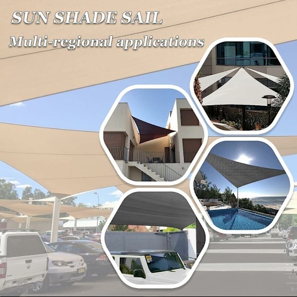 (Beige) 3X5m Rektangulär Vattentät Solskydd Segel UV-Skydd för Utomhus Trädgård Uteplats Balkong Färg