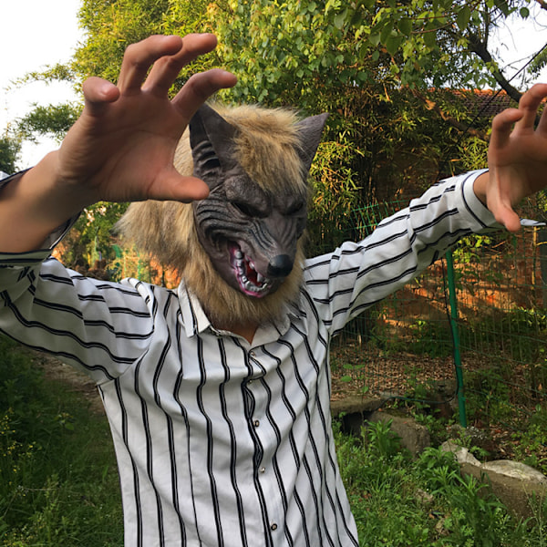 Skräck Djävul Boll Helhuvud Halloween Mask Varg Handskar Cosplay W
