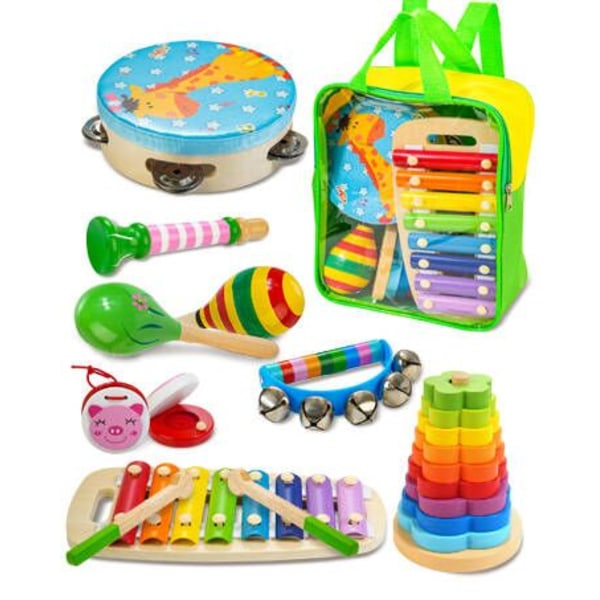 Musikinstrumenter i træ sæt med xylofon, legetøj til småbørn i alderen 3-5 år