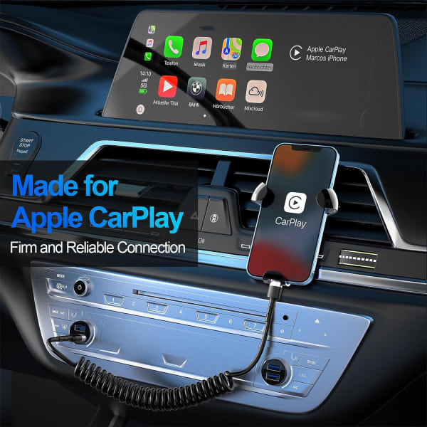 2 kpl kierretty Lightning-kaapeli, 3 jalkaa iPhone-latauskaapeli autoon
