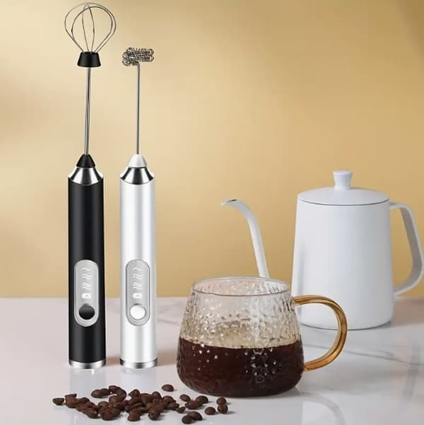 Elektrisk mælkeskummer, bærbar USB genopladelig automatisk skummaskine til kaffe Latte Cappuccino Varm chokolade Sort