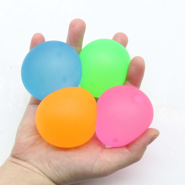 Sæt med 4 stressbolde - tykt lim/gel-strækbold - Ultra og formbar langsomt stigende afslappende sensorisk stresslegetøj (tilfældige farver)