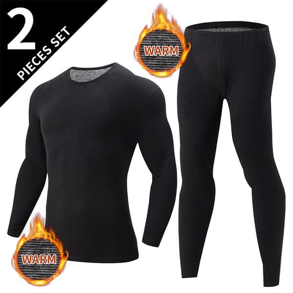 Termoundertøjssæt til mænd efterår vinter slim fit basislag varme lange underbukser Navy blue L